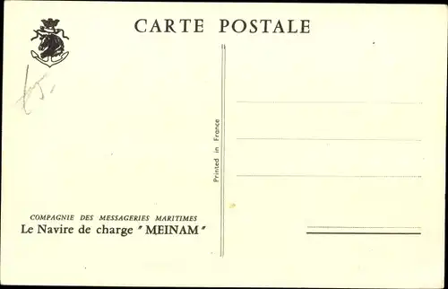 Ak Compagnie des Messageries Maritimes, Le Navire de charge Meinam