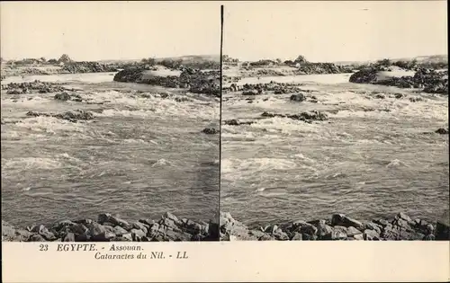 Stereo Ak Assuan Ägypten, Cataractes du Nil