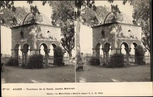 Stereo Ak Algier Alger Algerien, Tombeau de la Reine, Jardin Marengo