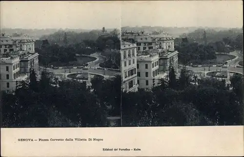 Stereo Ak Genova Genua Liguria, Piazza Corvetto dalla Villetta Di Negro