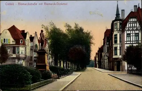 Ak Krefeld am Niederrhein, Bismarckstraße, Denkmal