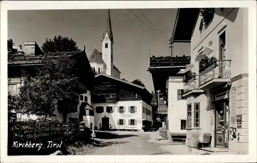 Ak Kirchberg in Tirol, Ortspartie, Kirche, Reklamschilder