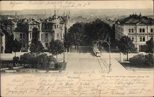 Ak Weimar in Thüringen, Teilansicht, Hotel Kaiserin Auguste