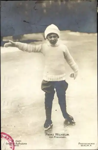 Ak Prinz Wilhelm von Preußen am Schlittschuhlaufen, PH 2401