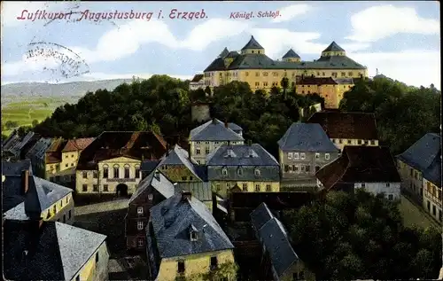 Ak Augustusburg im Erzgebirge, Königliches Schloss mit Schlosswirtschaft