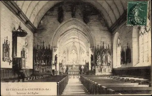 Ak Beuzeville la Grenier Seine Maritime, Interieur de l'Eglise