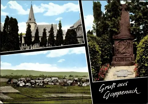 Ak Gappenach im Maifeld, Kirche, Denkmal, Gesamtansicht