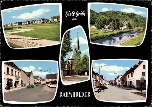 Ak Baumholder im Westrich, Kasernen, Edingersmühle, Markt, Kirche, Alleestraße