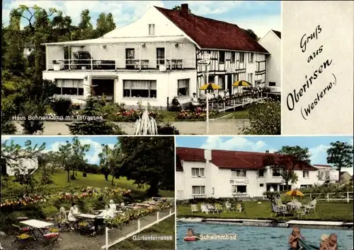 Ak Oberirsen im Westerwald, Haus Bohnenkamp, Gartenterrasse, Schwimmbad