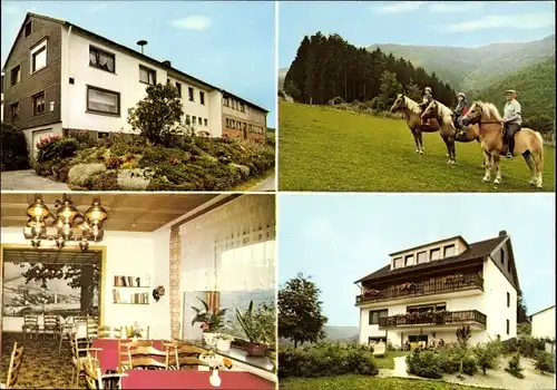 Ak Girkhausen Bad Berleburg in Westfalen, Pension Hof Dödesberg, Reitpartie, Ponys