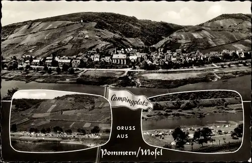 Ak Pommern Mosel Rheinland Pfalz, Blick auf den Ort, Campingplatz