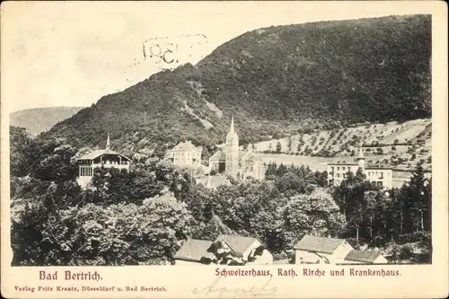 Ak Bad Bertrich an der Mosel Eifel, Schweizerhaus, katholische Kirche, Krankenhaus