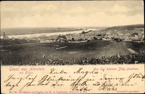 Ak Nierstein in Rheinland Pfalz, Blick von der kleinen Steig zum Ort