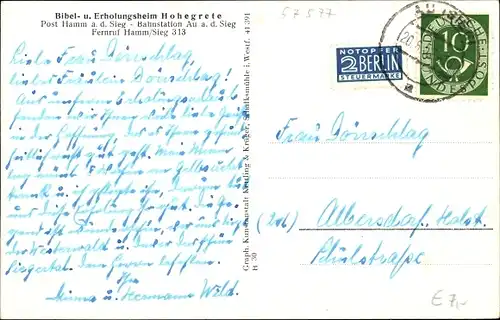 Ak Hohegrete Pracht im Westerwald, Bibel und Erholungsheim Hohegrete