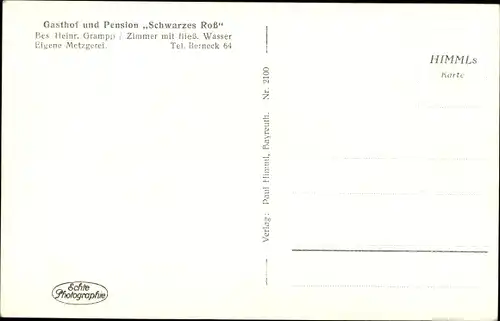 Ak Goldmühl Bad Berneck im Fichtelgebirge Bayern, Gasthof und Pension Schwarzes Ross