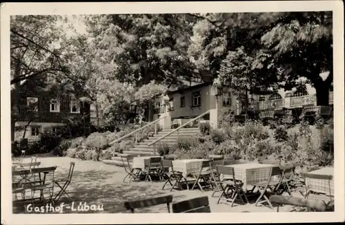 Ak Lübau Rabenau Erzgebirge, Gasthof Lübau, Gartenpartie