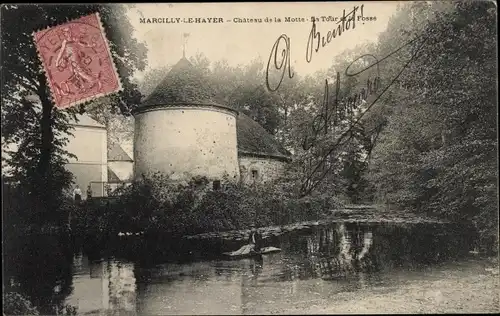 Ak Marcilly le Hayer Aube, Chateau de la Motte, La Tour et la Fosse