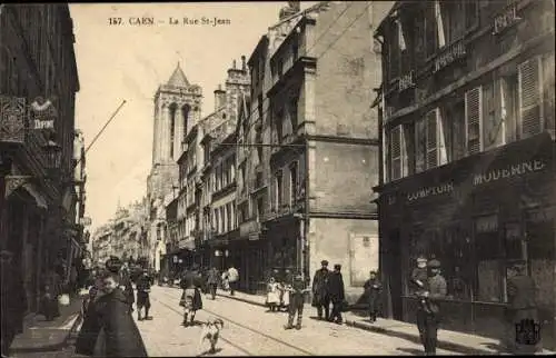 Ak Caen Calvados, La Rue Saint Jean, Comptoir Moderne