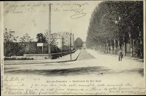 Ak Aix en Provence Bouches du Rhône, Boulevard du Roi Rene