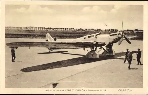 Ak Französisches Flugzeug, Avion de record Trait d'Union, Dewoitine D 33