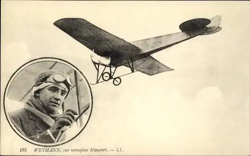 Ak Aviation, Aviateur Weymann sur Monoplan Nieuport