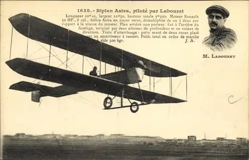 Ak Aviation, Aviateur M. Labouret sur Biplan Astra Wright