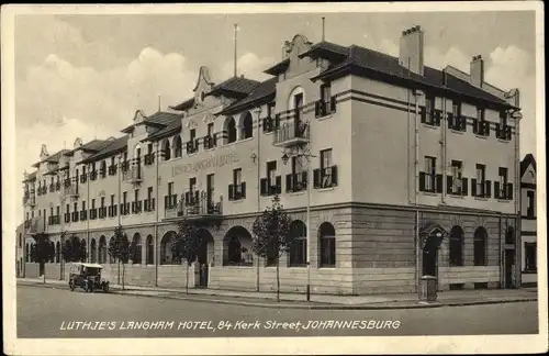 Ak Johannesburg Südafrika, Luthje's Langham Hotel, 84 Kerk Street