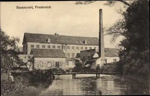 Ak Bazancourt Marne, Blick auf eine Fabrik