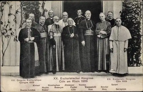 Ak Köln am Rhein, XX Eucharistischer Kongress 1909, Gruppenbild Bischöfe, Vannutelli