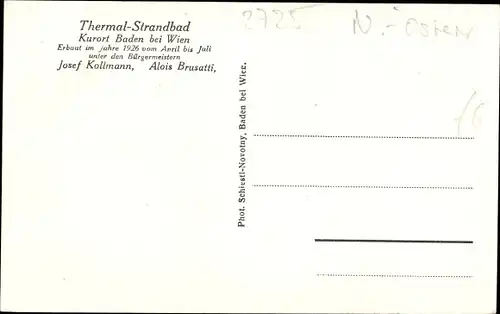 Wappen Ak Baden bei Wien in Niederösterreich, Thermal Strandbad
