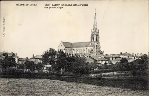 Ak Saint Macaire en Mauges Maine et Loire, Vue panoramique, Eglise