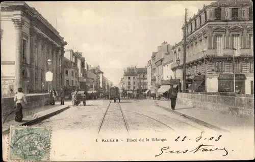 Ak Saumur Maine et Loire, Place de la Bilange