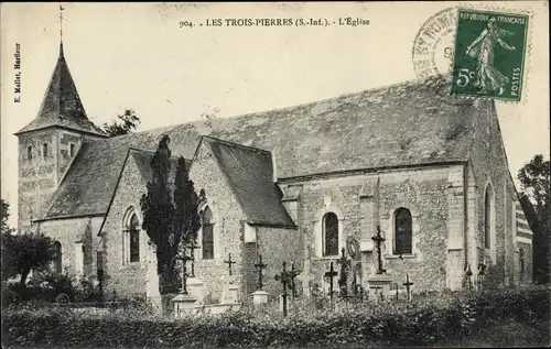 Ak Les Trois Pierres Seine Maritime, L'Eglise