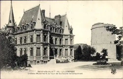 Ak Lillebonne Seine Maritime, Chateau Moderne et la Tour de Guillaume le Conquerant