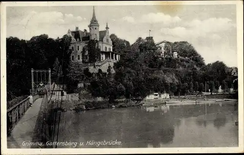 Ak Grimma in Sachsen, Gattersburg, Hängebrücke