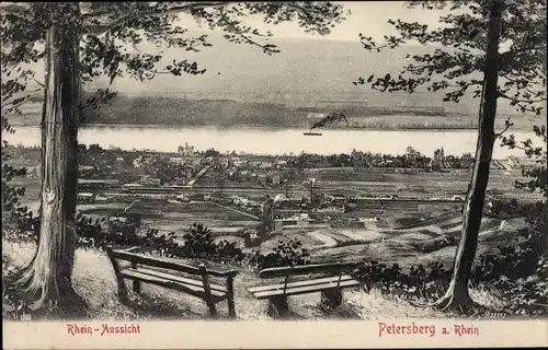 Ak Königswinter am Rhein, Petersberg, Talblick auf den Rhein