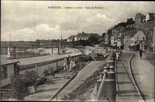 Ak Pontoise Val d'Oise, Bateaux Lavoir, Quai du Pothuis