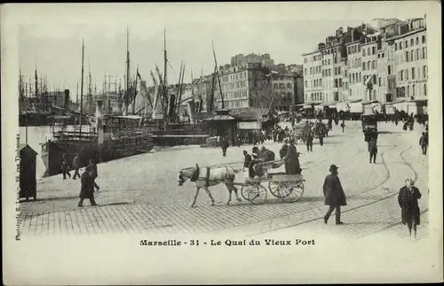 Ak Marseille Bouches du Rhône, Le Quai du Vieux Port