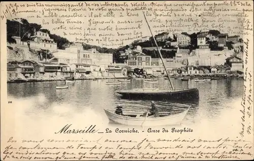 Ak Marseille Bouches du Rhône, La Corniche, Anse du Prophete