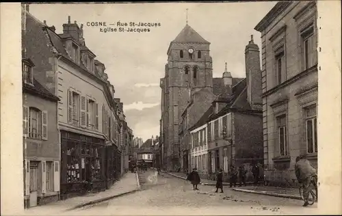 Ak Cosne Nièvre, Rue St Jacques, Eglise