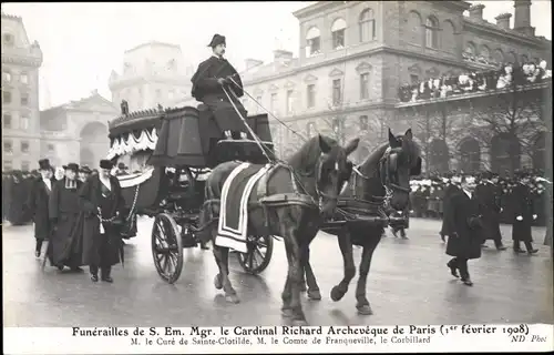 Ak Funerailles de S. Em. Mgr. le Cardinal Richard Archeveque de Paris, 1908