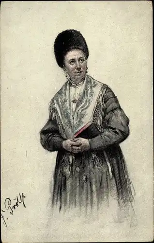 Künstler Ak Prölß, Fritz, Frauenportrait, Tracht