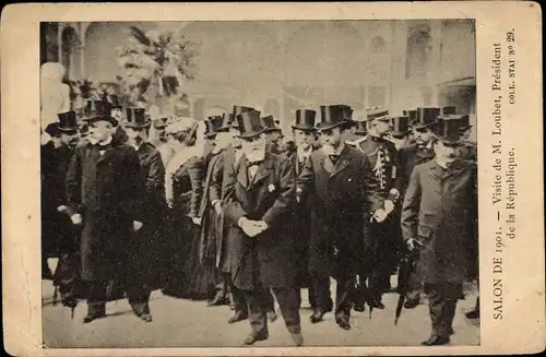 Ak Paris, Salon de 1901, Visite de Emile Loubet, President de la Republique