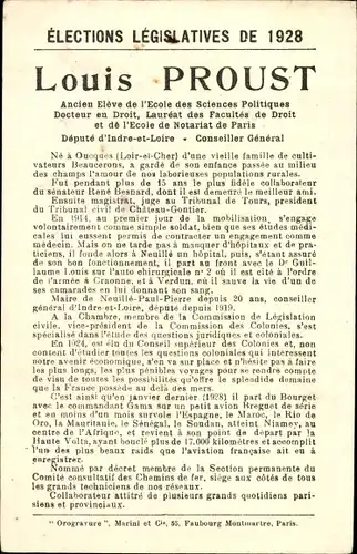 Ak Französischer Politiker Louis Proust, Elections Legislatives de 1928