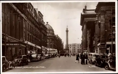 Ak Newcastle upon Tyne North East England, Grey Street, Turks Head Hotel