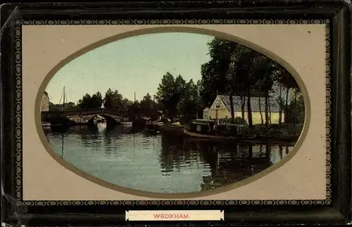 Passepartout Ak Wroxham Norfolk England, Teilansicht mit Brücke