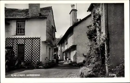 Ak Hawkshead Cumbria England, Flag Street