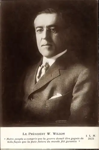 Ak President Woodrow Wilson, 28. Präsident der USA