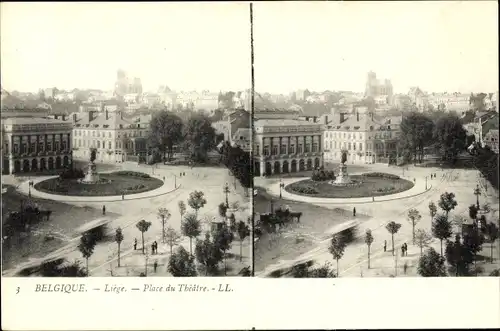 Stereo Ak Liège Lüttich Wallonien, Place du Theatre