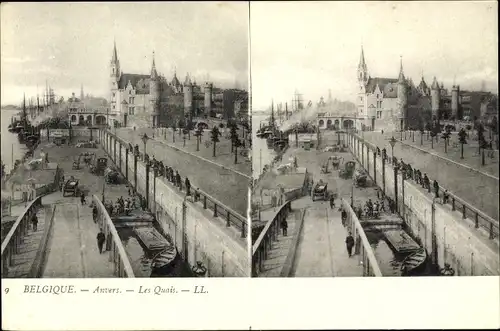Stereo Ak Antwerpen Anvers Flandern, Les Quais